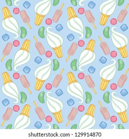 Seamless pattern with ice-cream and candy