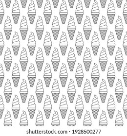 seamless pattern of ice-cream isolated on white background. They’re colorful and suitable for wrapping paper or fabric in summer. They’re outline drawing in black and white.