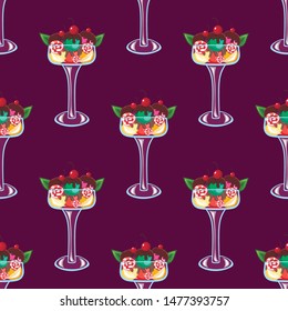 Seamless pattern with ice-cream. Sweet vector illustration