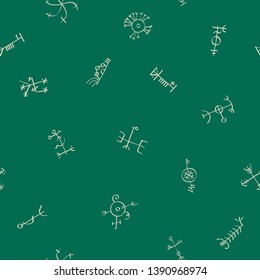 Seamless pattern with Icelandic magical staves