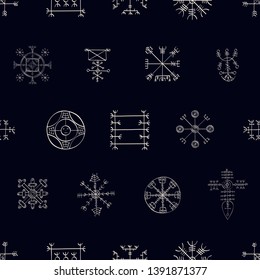 Seamless pattern with Icelandic magical staves
