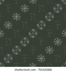 Seamless pattern with Icelandic magical symbols for your design