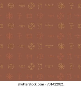 Seamless pattern with Icelandic magical symbols for your design