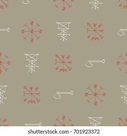 Seamless pattern with Icelandic magical symbols for your design