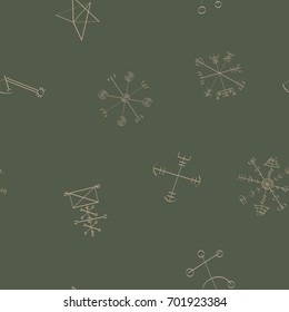 Seamless pattern with Icelandic magical symbols for your design