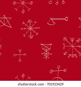 Seamless pattern with Icelandic magical symbols for your design