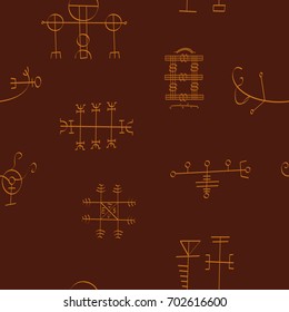 Seamless pattern with Icelandic magical symbols for your design