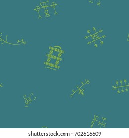 Seamless pattern with Icelandic magical symbols for your design