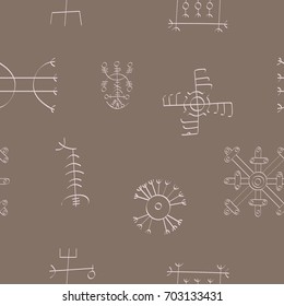 Seamless pattern with Icelandic magical symbols for your design