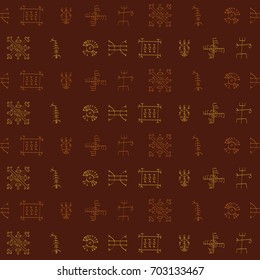 Seamless pattern with Icelandic magical symbols for your design