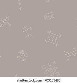 Seamless pattern with Icelandic magical symbols for your design