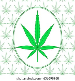 Seamless pattern and icon of cannabis leaf