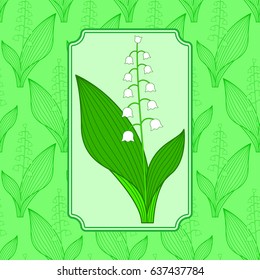 Seamless pattern and icon of the lily of the valley