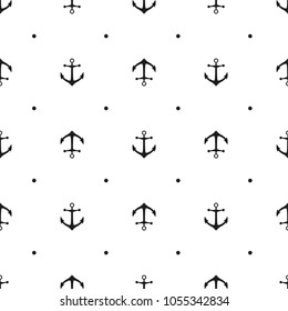 Seamless pattern with icons of anchors on a white background