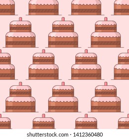 Seamless pattern icons. Bakery texture. Colored icon. In trendy flat style isolated on white background. Vector illustration.