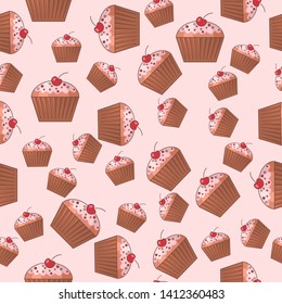 Seamless pattern icons. Bakery texture. Colored icon. In trendy flat style isolated on white background. Vector illustration.