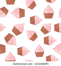 Seamless pattern icons. Bakery texture. Colored icon. In trendy flat style isolated on white background. Vector illustration.