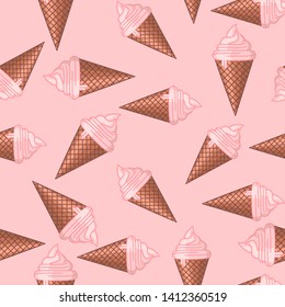 Seamless pattern icons. Bakery texture. Colored icon. In trendy flat style isolated on white background. Vector illustration.