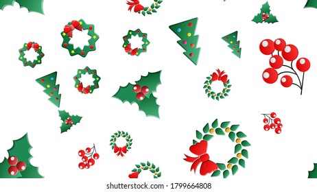 Patrón sin inconvenientes con íconos de artículos de navidad. Ilustración vectorial.