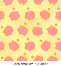 Seamless pattern with icons of money-boxes arranged in free manner