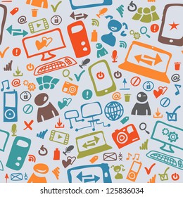 Seamless pattern of the icons on the Internet