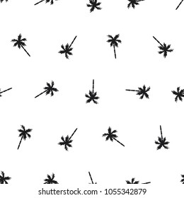 Seamless pattern with icons of palm trees isolated on white background