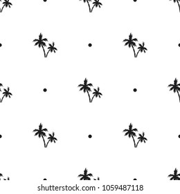 Seamless pattern with icons of palm trees isolated on white background