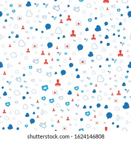 Seamless pattern with Icons of social networks and symbols of notifications. Flat vector illustration EPS 10