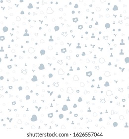 Seamless pattern with Icons of social networks and symbols of notifications. Flat vector illustration EPS 10