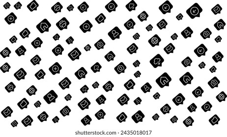 Seamless pattern with Icons of social networks and symbols of notifications.
