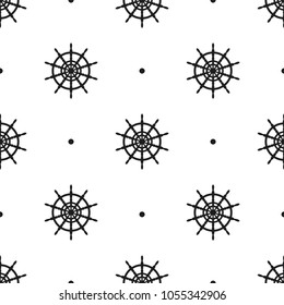 Seamless pattern with icons of steering wheels on white background