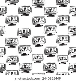 seamless pattern with icons in vector. on business topic in doodle style. Template for wallpaper background wrapping postcard print