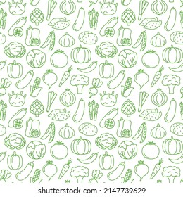 Seamless pattern with icons of vegetables, vector illustration