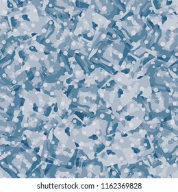 Seamless pattern. Icy mishmash. Winter colors. Round snowflakes.