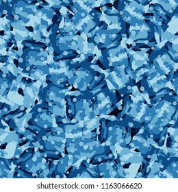 Seamless pattern. Icy mishmash. Winter colors. Round snowflakes.