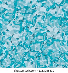 Seamless pattern. Icy mishmash. Winter colors. Round snowflakes.