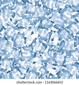 Seamless pattern. Icy mishmash. Winter colors. Round snowflakes.