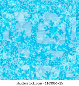 Seamless pattern. Icy mishmash. Winter colors. Snowflakes and a lattice.