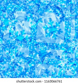 Seamless pattern. Icy mishmash. Winter colors. Snowflakes and a lattice.