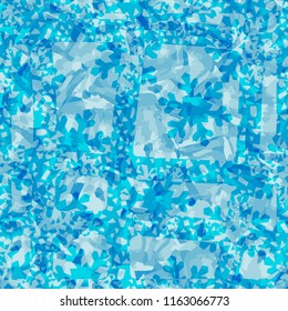 Seamless pattern. Icy mishmash. Winter colors. Snowflakes and a lattice.