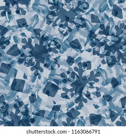 Seamless pattern. Icy mishmash. Winter colors. Snowflakes and snow groats.