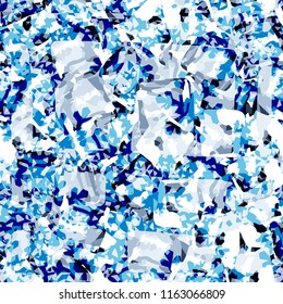 Seamless pattern. Icy mishmash. Winter colors. Snowflakes and a lattice.