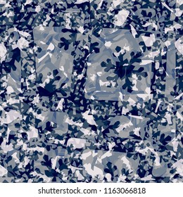 Seamless pattern. Icy mishmash. Winter colors. Snowflakes and a lattice.