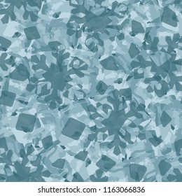 Seamless pattern. Icy mishmash. Winter colors. Snowflakes and snow groats.