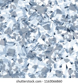 Seamless pattern. Icy mishmash. Winter colors. Snowflakes and snow groats.