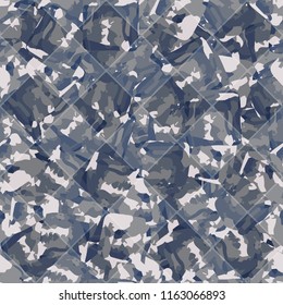 Seamless pattern. Icy mishmash. Winter colors. A diamond-shaped tile.
