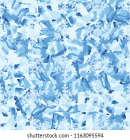 Seamless pattern. Icy mishmash. Winter colors. Snowflakes with soft outlines.