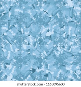 Seamless pattern. Icy mishmash. Winter colors. Snowflakes with soft outlines.