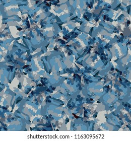 Seamless pattern. Icy mishmash. Winter colors. Sharp-shaped snowflakes.