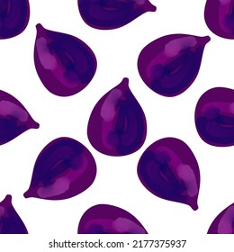 Seamless pattern with iIllustration  of a figs on a white background